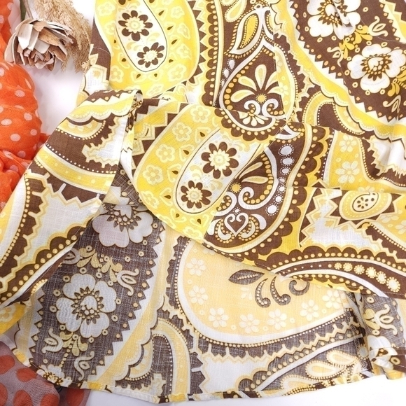 TALBOTS Petites Yellow White Brown Skirt Size 6p - Picture 6 of 16